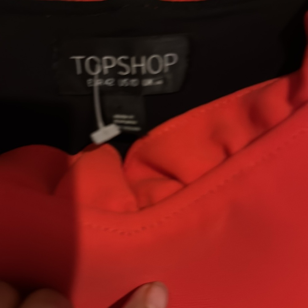 Topshop Red Ruffle Mini Dress Size 10 - Picture 3 of 5
